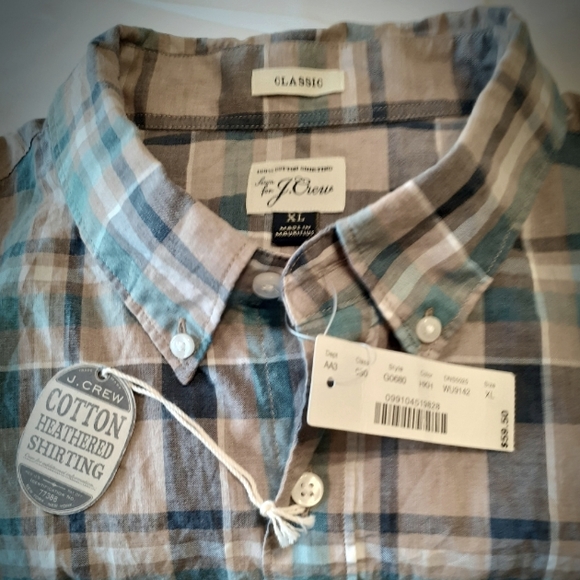 J. Crew classic size XL plaid button up shirt long sleeves new with tags - Picture 2 of 5